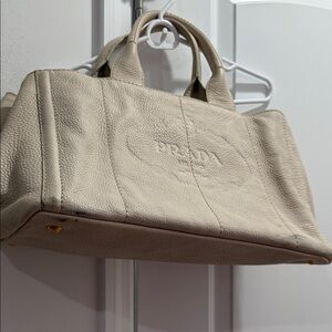 Prada Light Beige Textured Leather Handbag